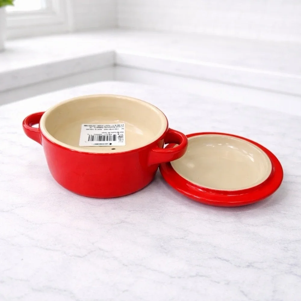 Le Creuset Small 8oz (10cm)‎ Mini Round Cocotte With Lid Carmin Red- NEW